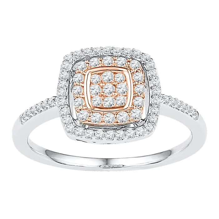 10kt White Rosetone Gold Womens Round Diamond Square Frame Cluster Ring 38 Cttw mayamila Rings 10kt White Rosetone Gold Womens Round Diamond Square Frame Cluster Ring 38 Cttw mayamila Rings
