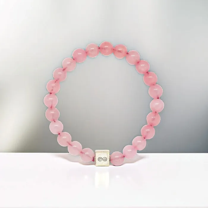 Bracelets MF Rose Quartz Super Infinity Silver Bead Bracelet 8 MM