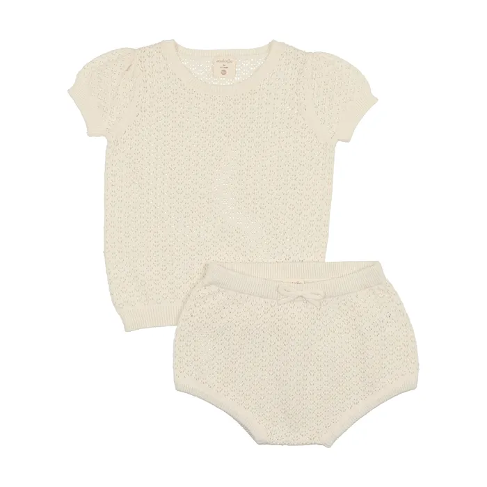 Earrings Analogie Analogie Pointelle Knit Set Cream