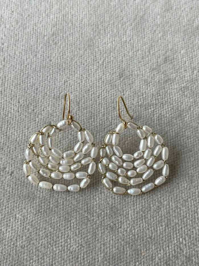 Earrings Danielle Welmond Woven Freshwater pearl earrings