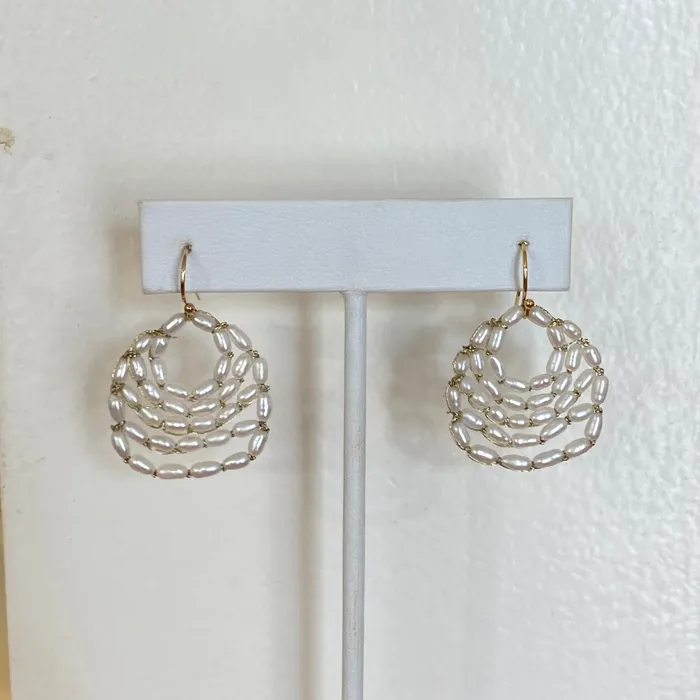 Earrings Danielle Welmond Woven Freshwater pearl earrings Earrings Danielle Welmond Woven Freshwater pearl earrings