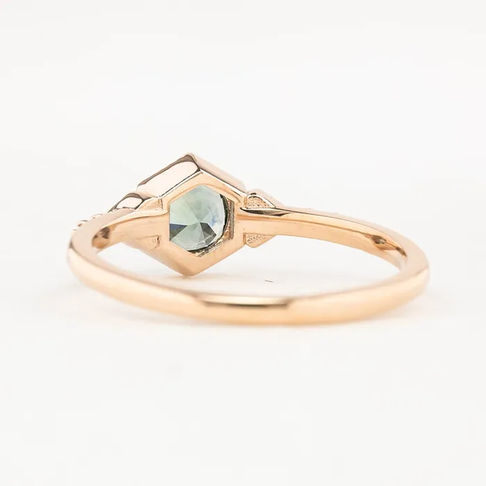 Envero Jewelry Rings Agatha Ring 071ct Blue Green Montana Sapphire 14K Rose Gold One of a kind Envero Jewelry Rings Agatha Ring 071ct Blue Green Montana Sapphire 14K Rose Gold One of a kind