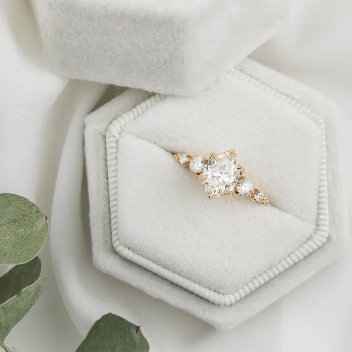 Estel Fleur Grand Ring GIA Certified 120ct Oval Diamond 14k Yellow Gold One of a kind Envero Jewelry Rings Estel Fleur Grand Ring GIA Certified 120ct Oval Diamond 14k Yellow Gold One of a kind Envero Jewelry Rings