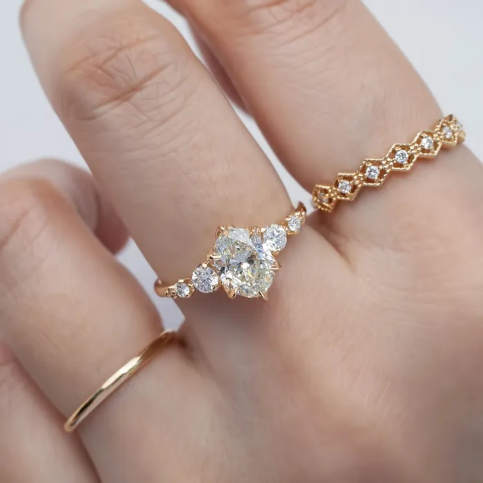 Estel Fleur Grand Ring GIA Certified 120ct Oval Diamond 14k Yellow Gold One of a kind Envero Jewelry Rings Estel Fleur Grand Ring GIA Certified 120ct Oval Diamond 14k Yellow Gold One of a kind Envero Jewelry Rings