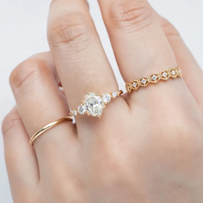 Estel Fleur Grand Ring GIA Certified 120ct Oval Diamond 14k Yellow Gold One of a kind Envero Jewelry Rings Estel Fleur Grand Ring GIA Certified 120ct Oval Diamond 14k Yellow Gold One of a kind Envero Jewelry Rings
