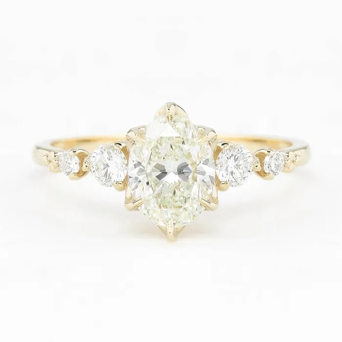 Estel Fleur Grand Ring GIA Certified 120ct Oval Diamond 14k Yellow Gold One of a kind Envero Jewelry Rings Estel Fleur Grand Ring GIA Certified 120ct Oval Diamond 14k Yellow Gold One of a kind Envero Jewelry Rings