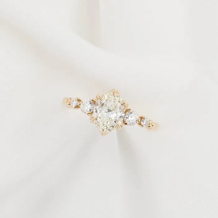 Estel Fleur Grand Ring GIA Certified 120ct Oval Diamond 14k Yellow Gold One of a kind Envero Jewelry Rings Estel Fleur Grand Ring GIA Certified 120ct Oval Diamond 14k Yellow Gold One of a kind Envero Jewelry Rings