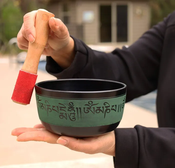 Lungta Imports Earrings Tibetan Om Manu Padme Hum Mantra Singing Bowl