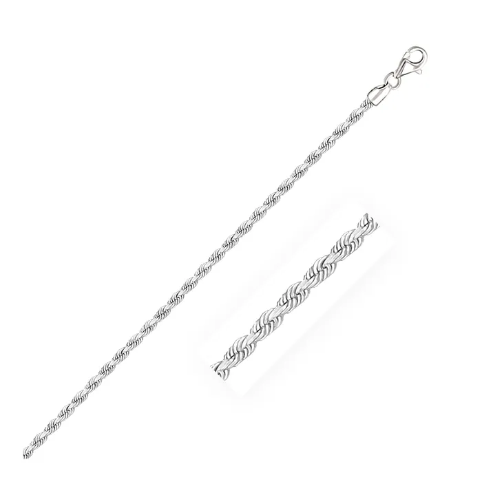 MayaMila Bracelets 25mm 14k White Gold Solid Diamond Cut Rope Bracelet