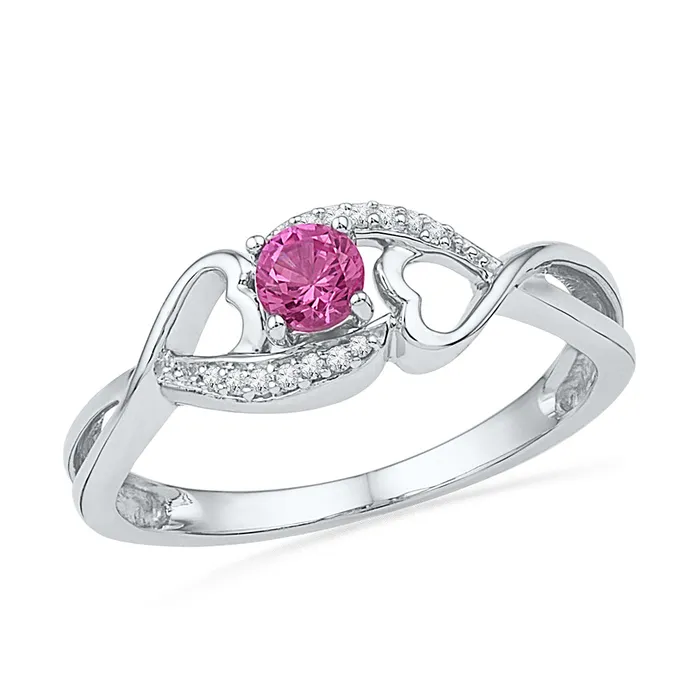 mayamila Rings Sterling Silver Womens Round LabCreated Pink Sapphire Solitaire Heart Ring 16 Cttw mayamila Rings Sterling Silver Womens Round LabCreated Pink Sapphire Solitaire Heart Ring 16 Cttw