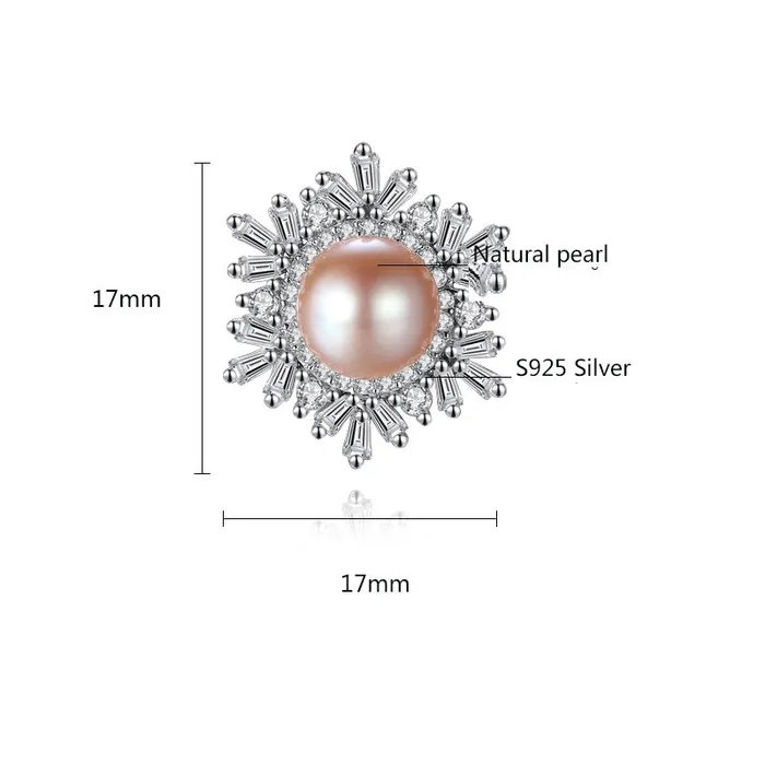 Mystic Flavia Earrings Snowflake Natural Pearl Paved Zircon Silver Earrings