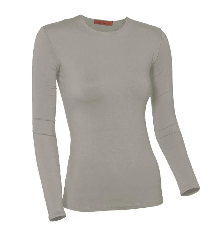 Pea Bee Jae Necklaces PBJ Ladies Modal Long Sleeve Shell Light Gray