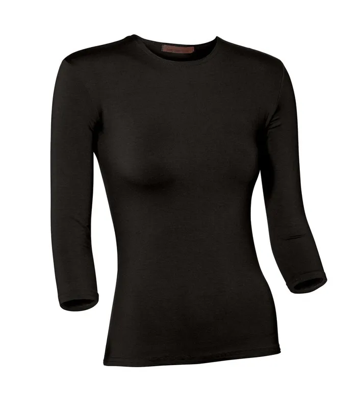 Pea Bee Jae PBJ Ladies Modal 34 Sleeve Shell Black Rings