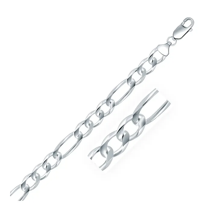 Rhodium Plated 88mm Sterling Silver Figaro Style Chain MayaMila Necklaces Rhodium Plated 88mm Sterling Silver Figaro Style Chain MayaMila Necklaces