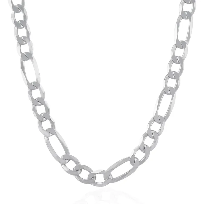 Rhodium Plated 88mm Sterling Silver Figaro Style Chain MayaMila Necklaces
