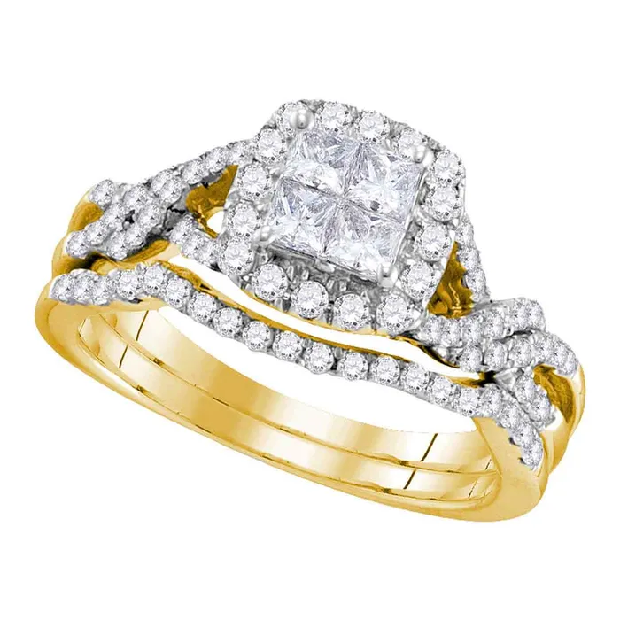 Rings mayamila 10kt Yellow Gold Womens Princess Diamond Twist Bridal Wedding Engagement Ring Band Set 100 Cttw Rings mayamila 10kt Yellow Gold Womens Princess Diamond Twist Bridal Wedding Engagement Ring Band Set 100 Cttw
