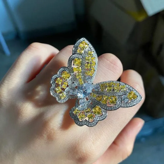Rings Shineofdiamond Exquisite Butterfly Design Sterling Silver Engagement Ring Rings Shineofdiamond Exquisite Butterfly Design Sterling Silver Engagement Ring