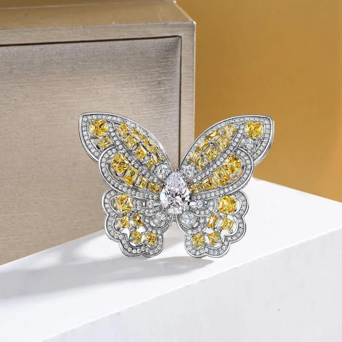 Rings Shineofdiamond Exquisite Butterfly Design Sterling Silver Engagement Ring