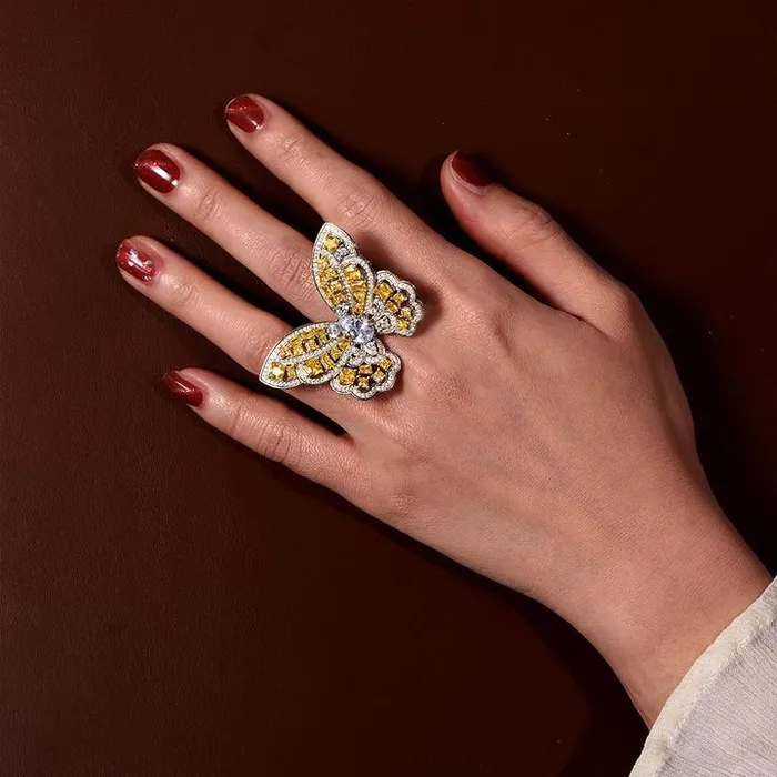 Rings Shineofdiamond Exquisite Butterfly Design Sterling Silver Engagement Ring
