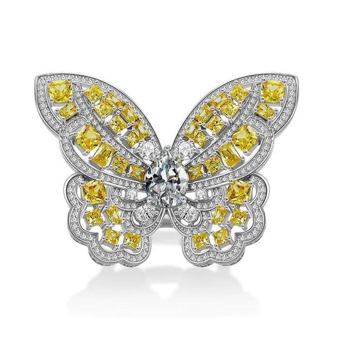 Rings Shineofdiamond Exquisite Butterfly Design Sterling Silver Engagement Ring