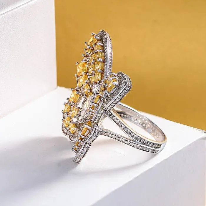 Rings Shineofdiamond Exquisite Butterfly Design Sterling Silver Engagement Ring