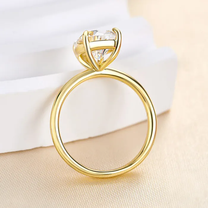 Rings Shineofidamond Classic Solitaire Pear Cut Golden Tone Engagement Ring
