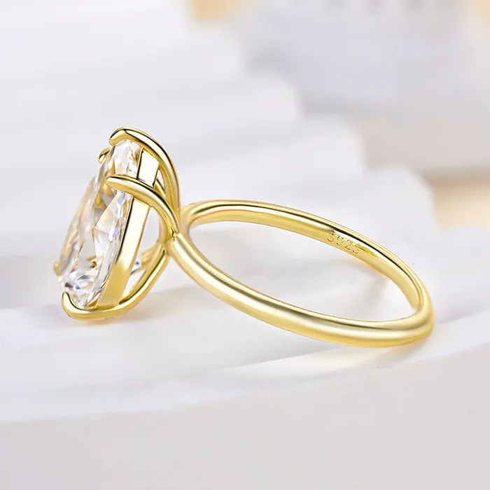 Rings Shineofidamond Classic Solitaire Pear Cut Golden Tone Engagement Ring