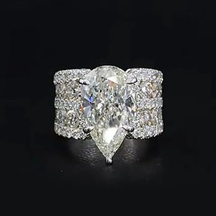 Shineofdiamond Rings Recommended Stunning 90CT Pear Cut Engagement Ring in Widen Band Shineofdiamond Rings Recommended Stunning 90CT Pear Cut Engagement Ring in Widen Band