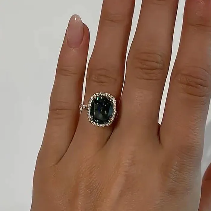 Vintage Cushion Cut Halo Sterling Silver Engagement Ring In Golden Tone Shineofdiamond Rings