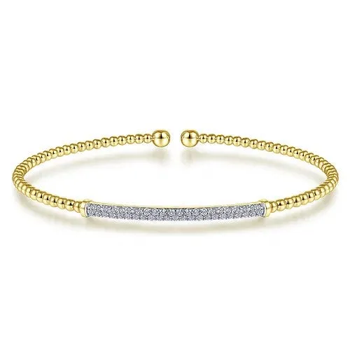 14K Yellow Gold Bujukan Diamond Bar Split Bangle GABRIEL CO Bracelets