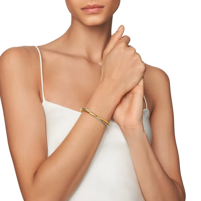 Bracelets David Yurman Crossover Two Row Cuff Bracelet in Sterling Silver with 18K Yellow Gold 5mm Bracelets David Yurman Crossover Two Row Cuff Bracelet in Sterling Silver with 18K Yellow Gold 5mm