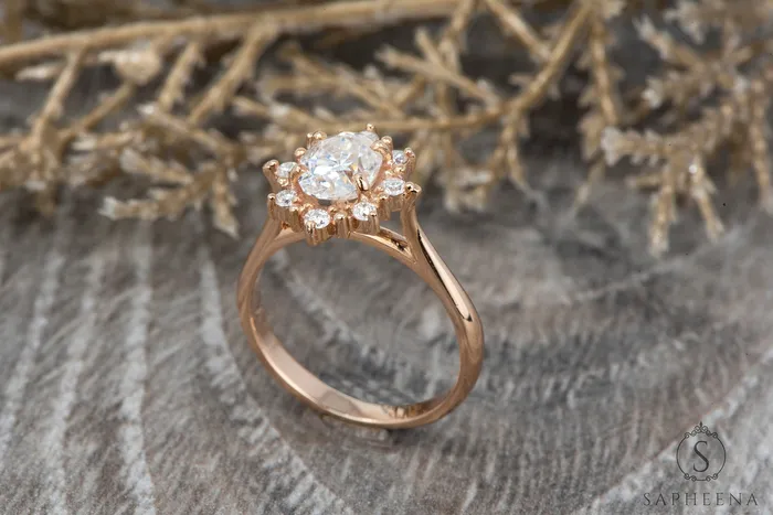 Bridget 10 Ct Oval Cut Halo Engagement Ring Sapheena Jewelry Rings