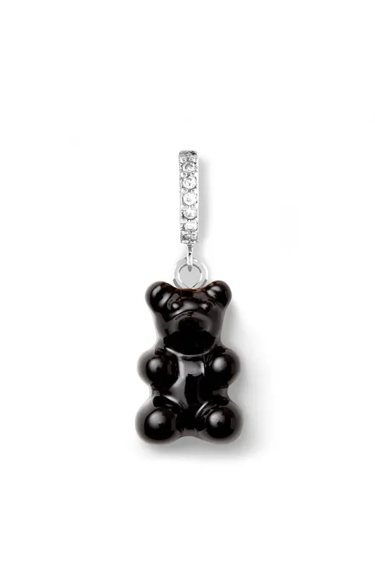 Crystal Haze Jewelry Earrings Nostalgia bear hoop Silver plated Black