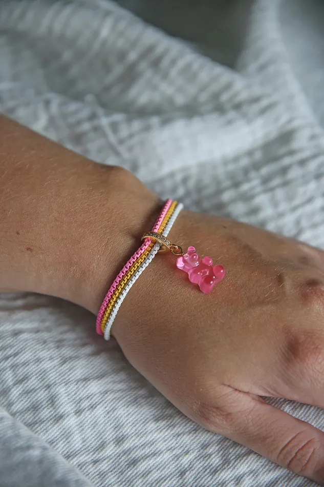 Crystal Haze Jewelry Necklaces Nostalgia bear Pave connector Bubblegum pink