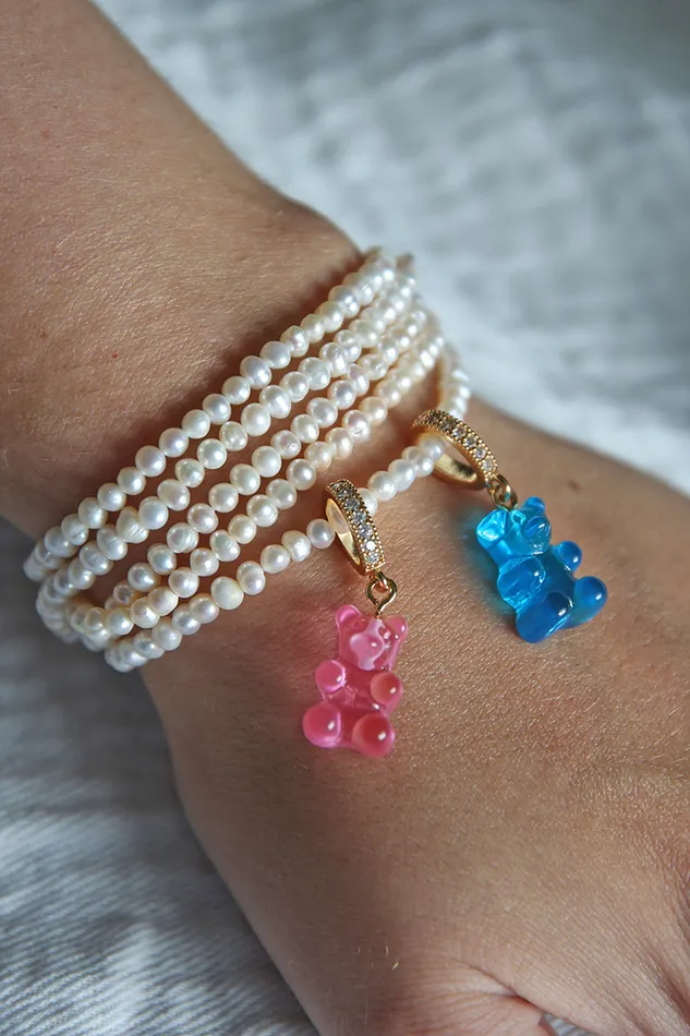 Crystal Haze Jewelry Necklaces Nostalgia bear Pave connector Bubblegum pink