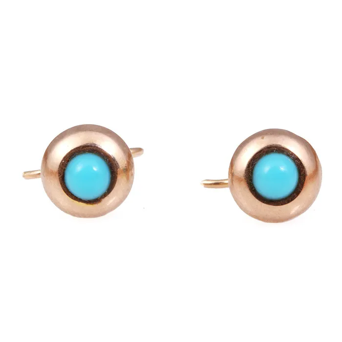 Earrings Bell Bird Antiques Victorian Turquoise Gold Stud Earrings