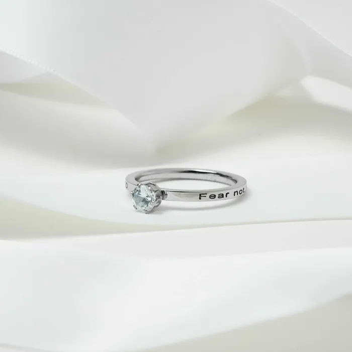 Forever Truth Rings Fear Not Solitaire Thin Silver Ring