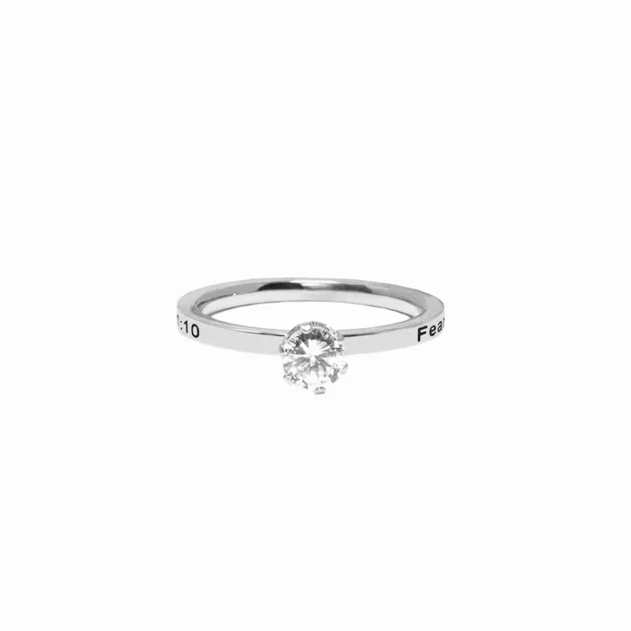 Forever Truth Rings Fear Not Solitaire Thin Silver Ring