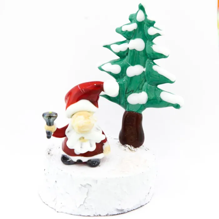 MuranoVItrum Earrings Santa on a wooden base