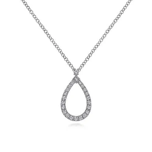 Necklaces GABRIEL CO 14K White Gold Teardrop Diamond Pendant Necklace