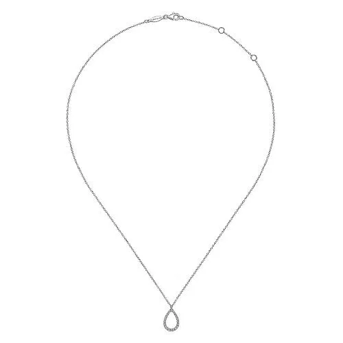 Necklaces GABRIEL CO 14K White Gold Teardrop Diamond Pendant Necklace
