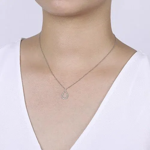 Necklaces GABRIEL CO 14K White Gold Teardrop Diamond Pendant Necklace