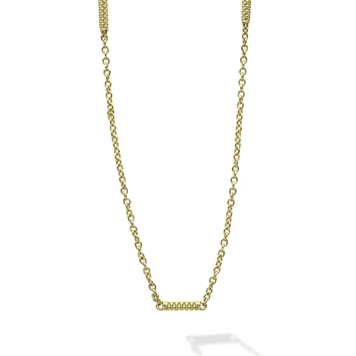 Necklaces LAGOS Signature Caviar 18K Gold Superfine Station Chain Necklace Necklaces LAGOS Signature Caviar 18K Gold Superfine Station Chain Necklace