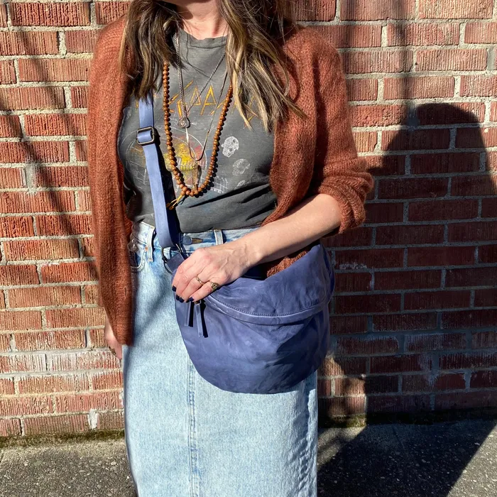 Necklaces Shoto Handbags Shoto Medium Crescent Cross Body Bag denim