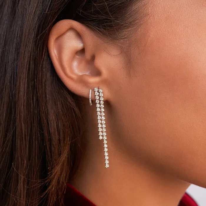 NicoleHD Jewelry Earrings Movable Double Stick Diamond Earrings