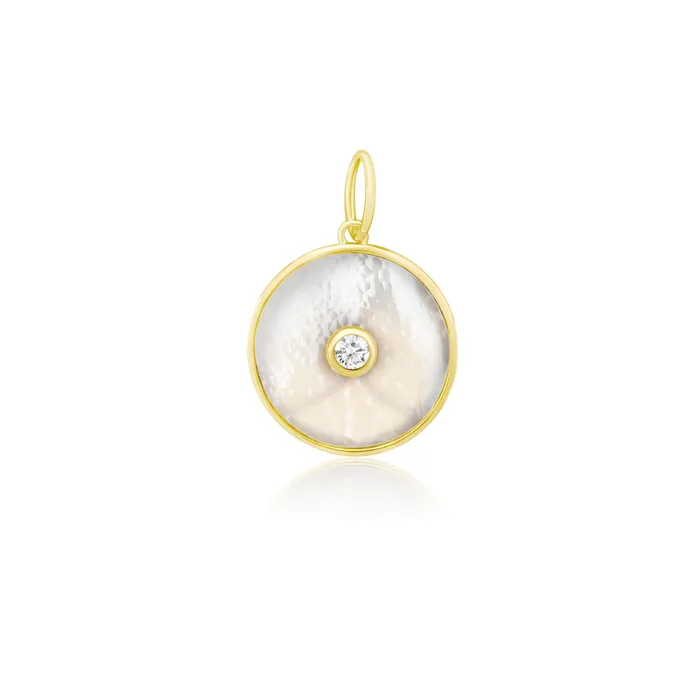 NicoleHD Jewelry Necklaces Mother of Pearl With Diamond Disc Charm