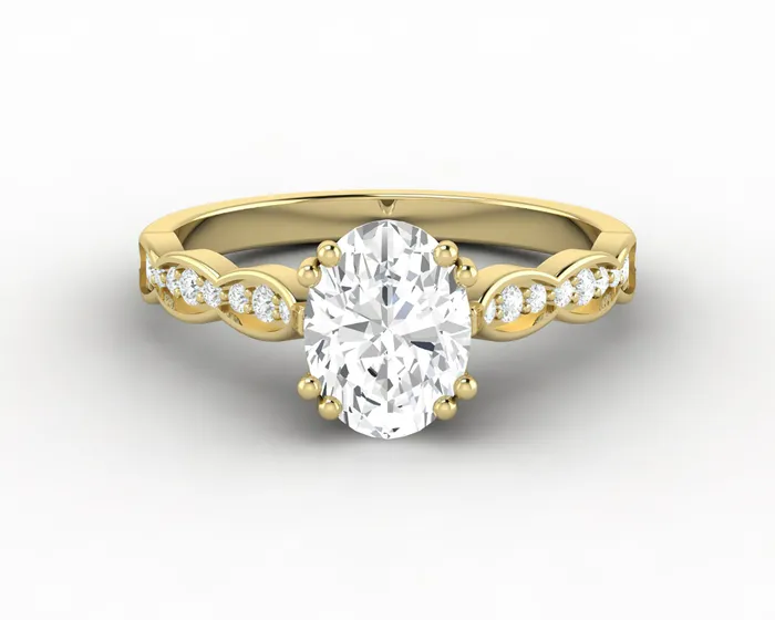 Sapheena Jewelry Rings Celeste 10 Ct Solitaire Oval Cut Engagement Ring With Side Stones