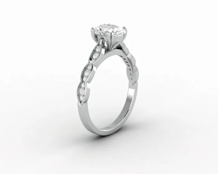 Sapheena Jewelry Rings Celeste 10 Ct Solitaire Oval Cut Engagement Ring With Side Stones