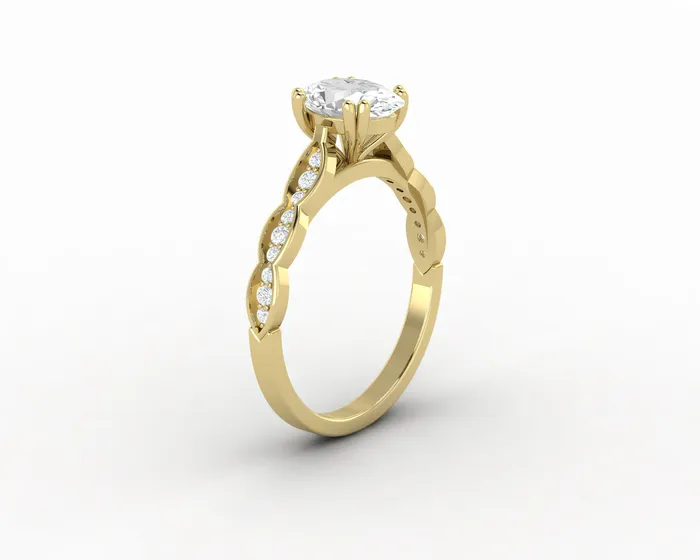 Sapheena Jewelry Rings Celeste 10 Ct Solitaire Oval Cut Engagement Ring With Side Stones