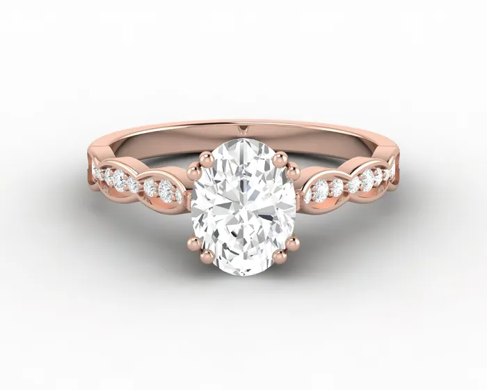 Sapheena Jewelry Rings Celeste 10 Ct Solitaire Oval Cut Engagement Ring With Side Stones